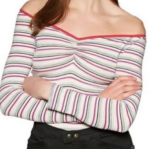 Free people Stripe long sleeve bodysuit top